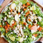 top down view of fall harvest salad with apples on top