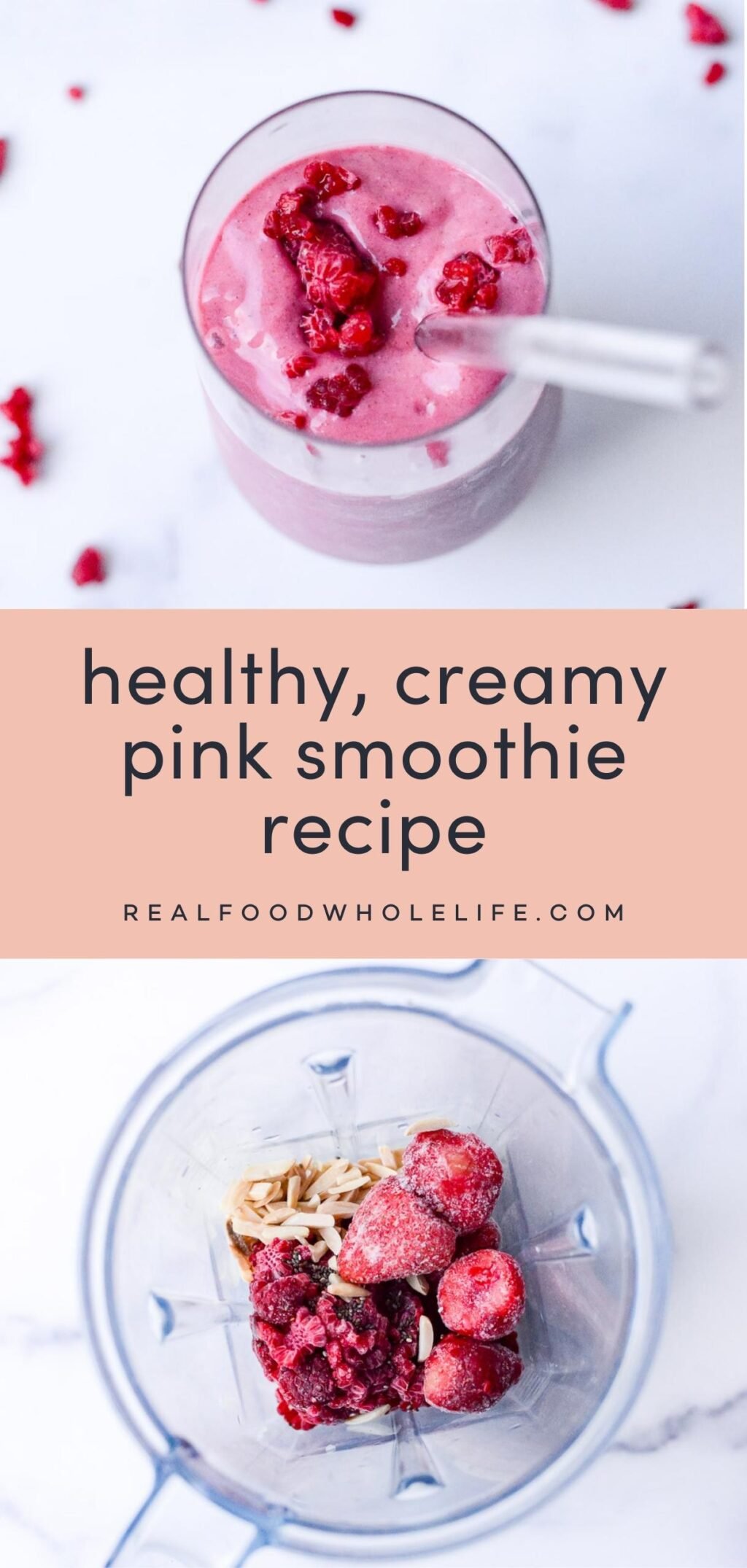 Creamy Pink Smoothie (w/ Protein!) - Real Food Whole Life