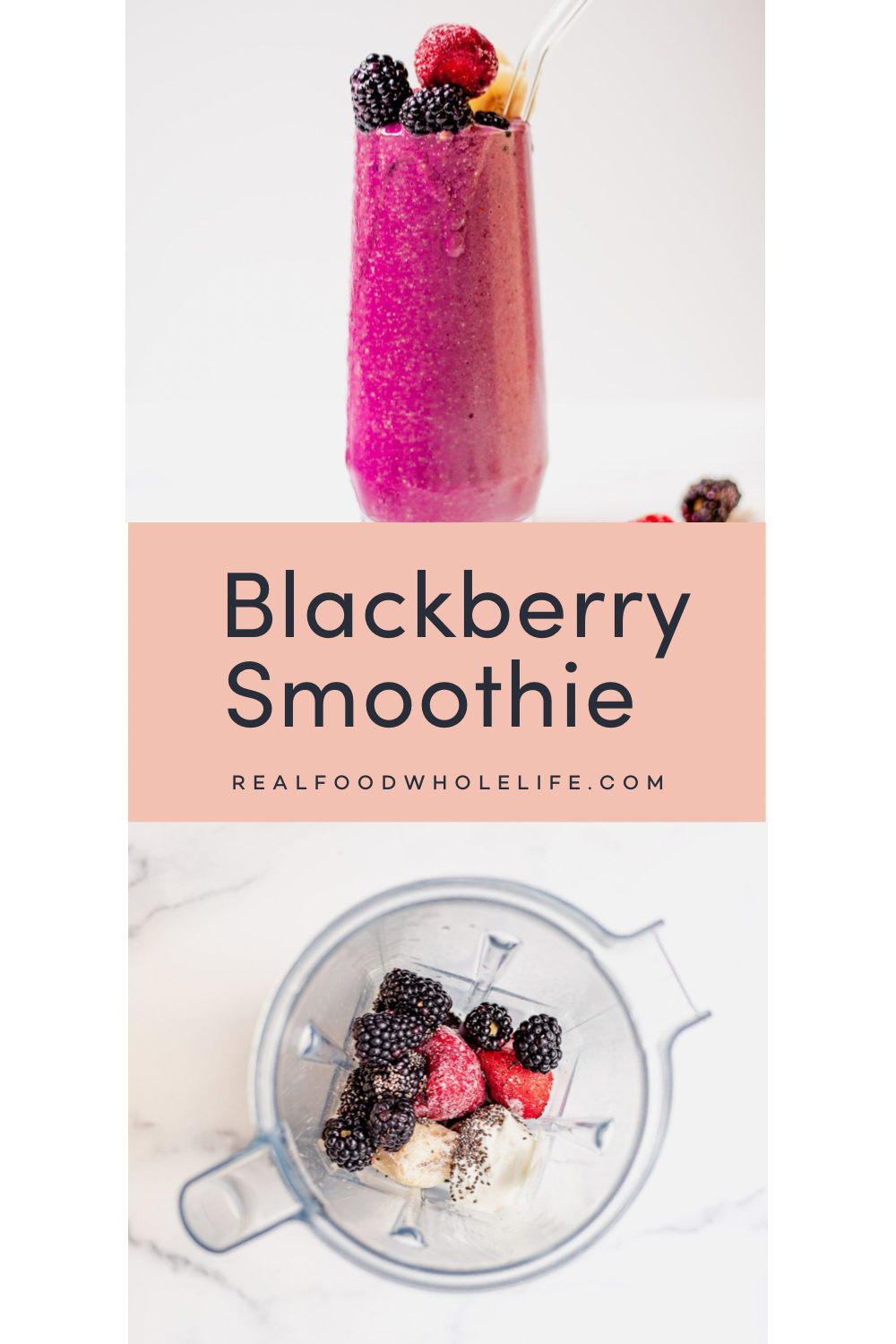 Two images of a blackberry smoothie