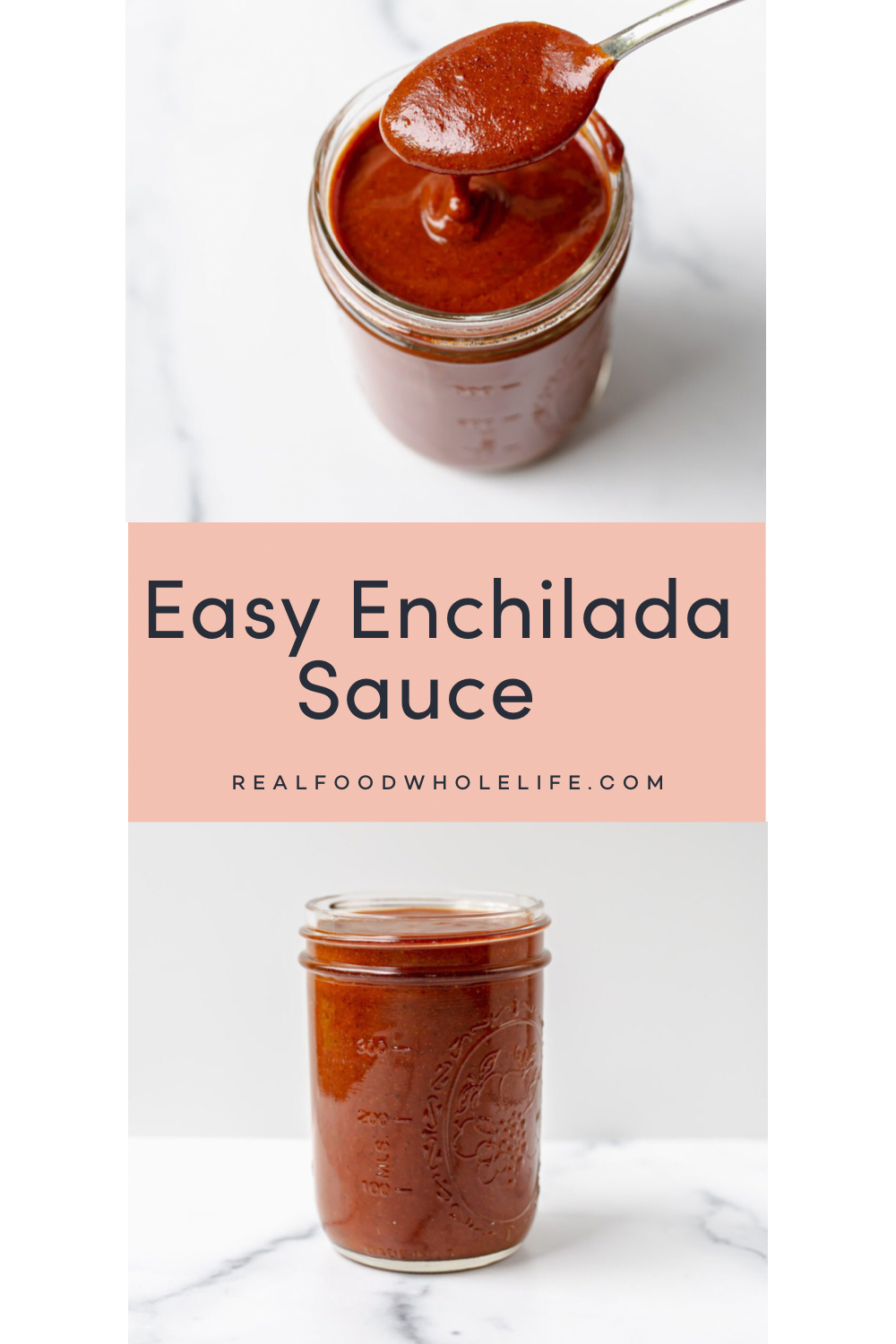 Two images of easy enchilada sauce.