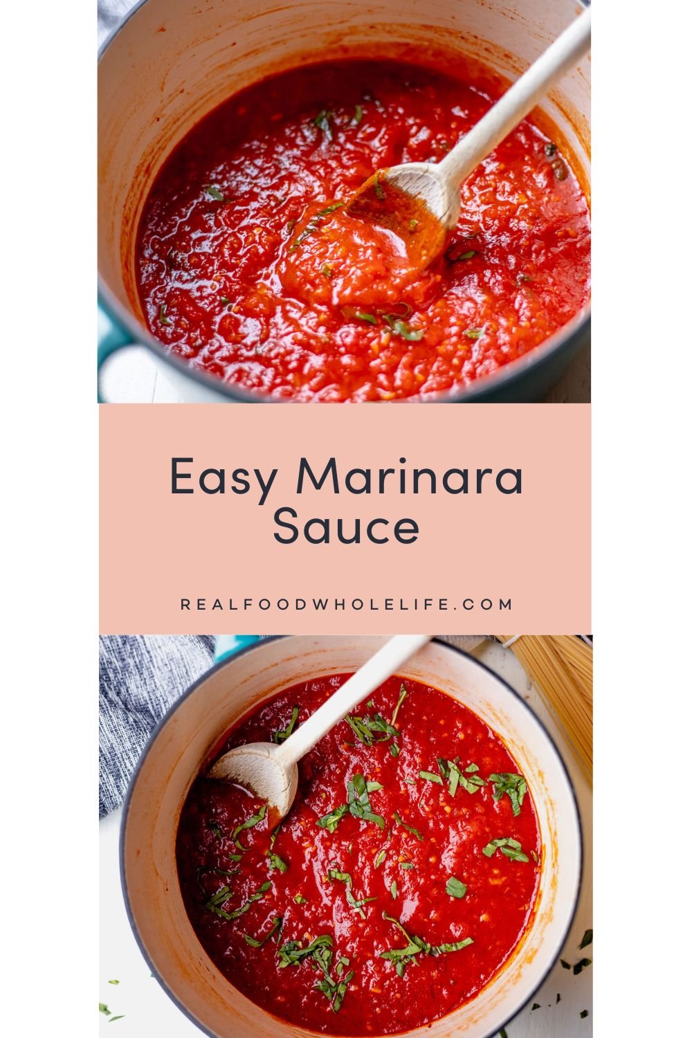 Two images of marinara sauce.