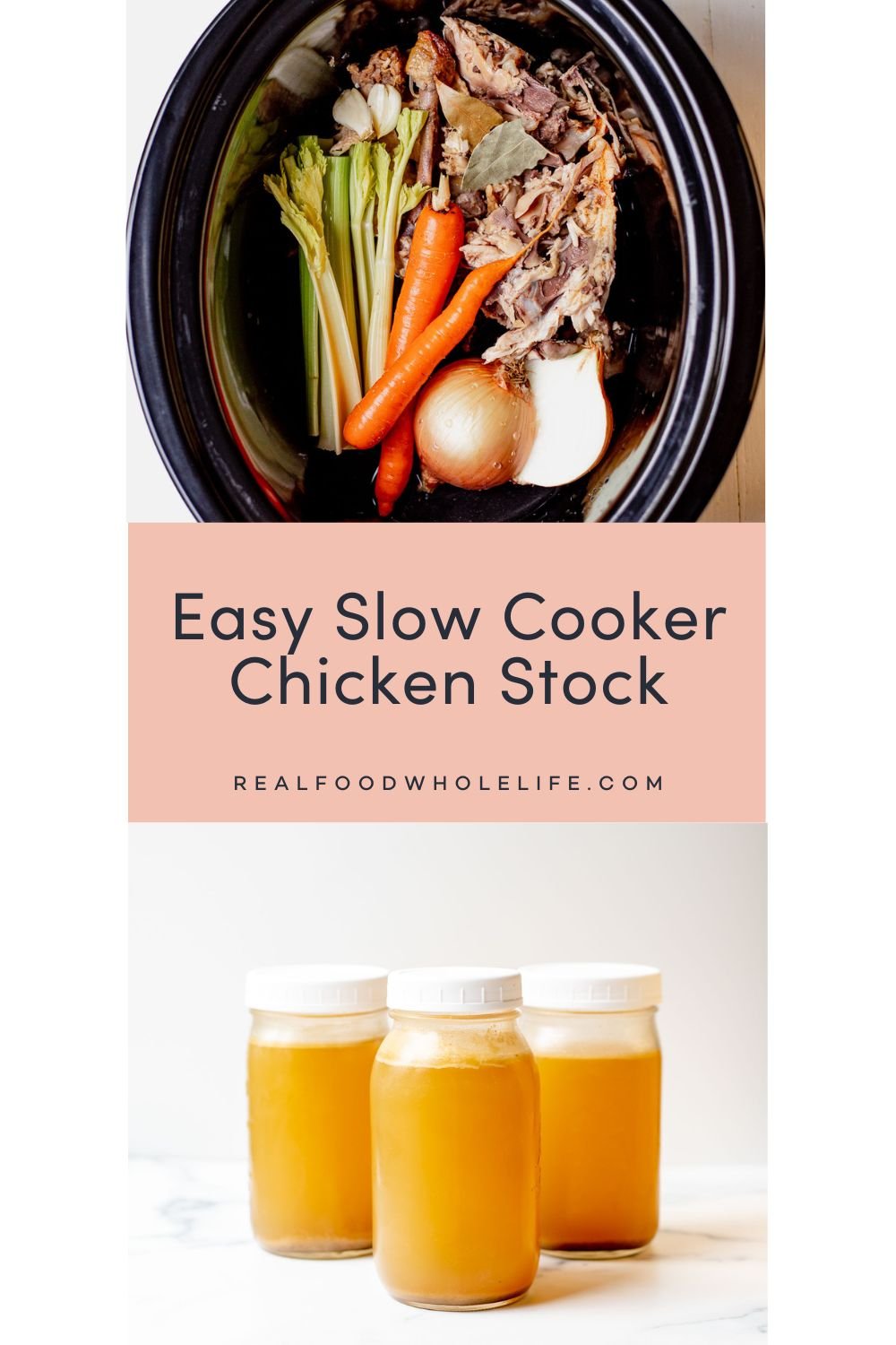 Two images of chicken stock.