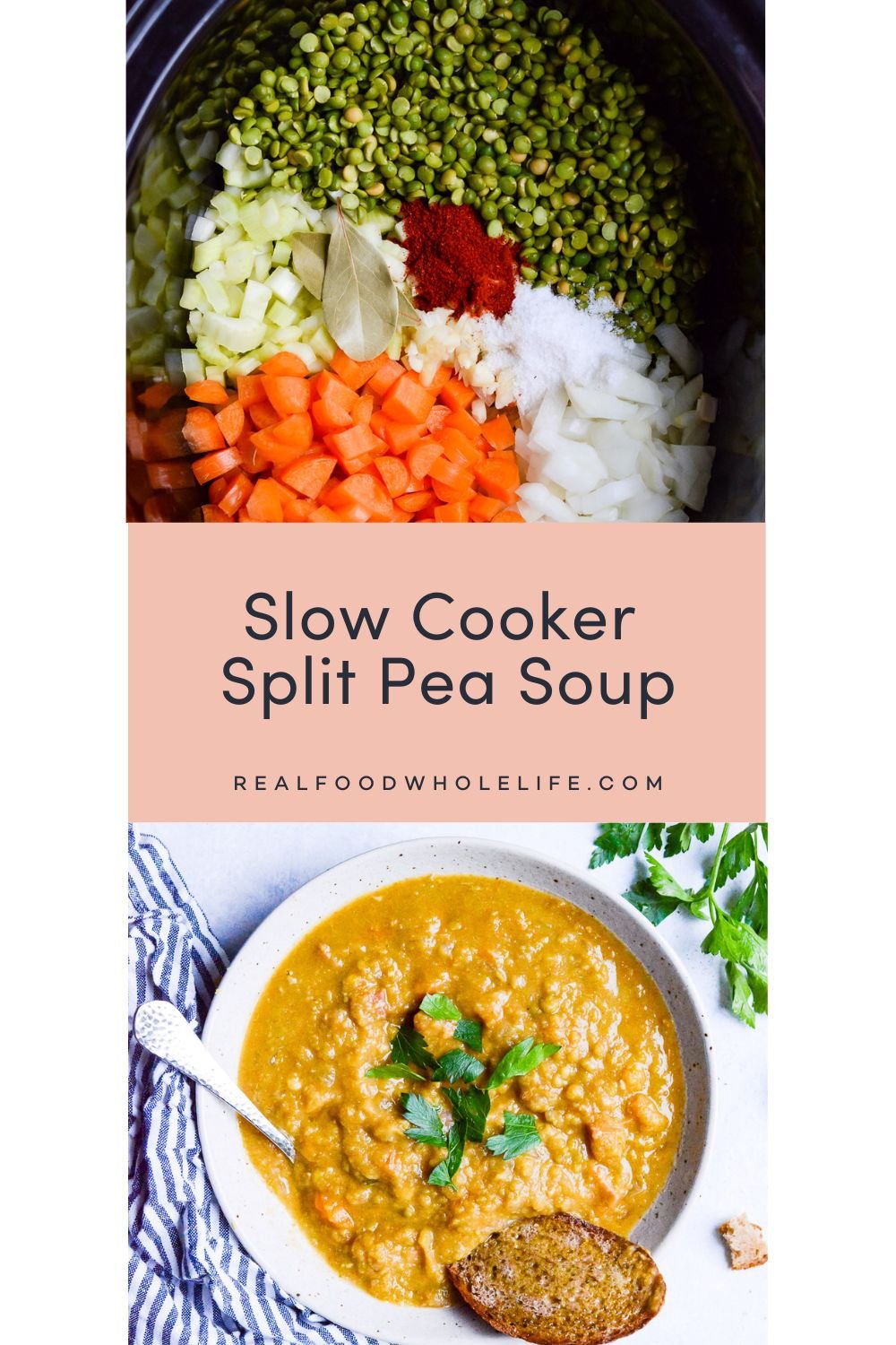 Two images of split pea soup.