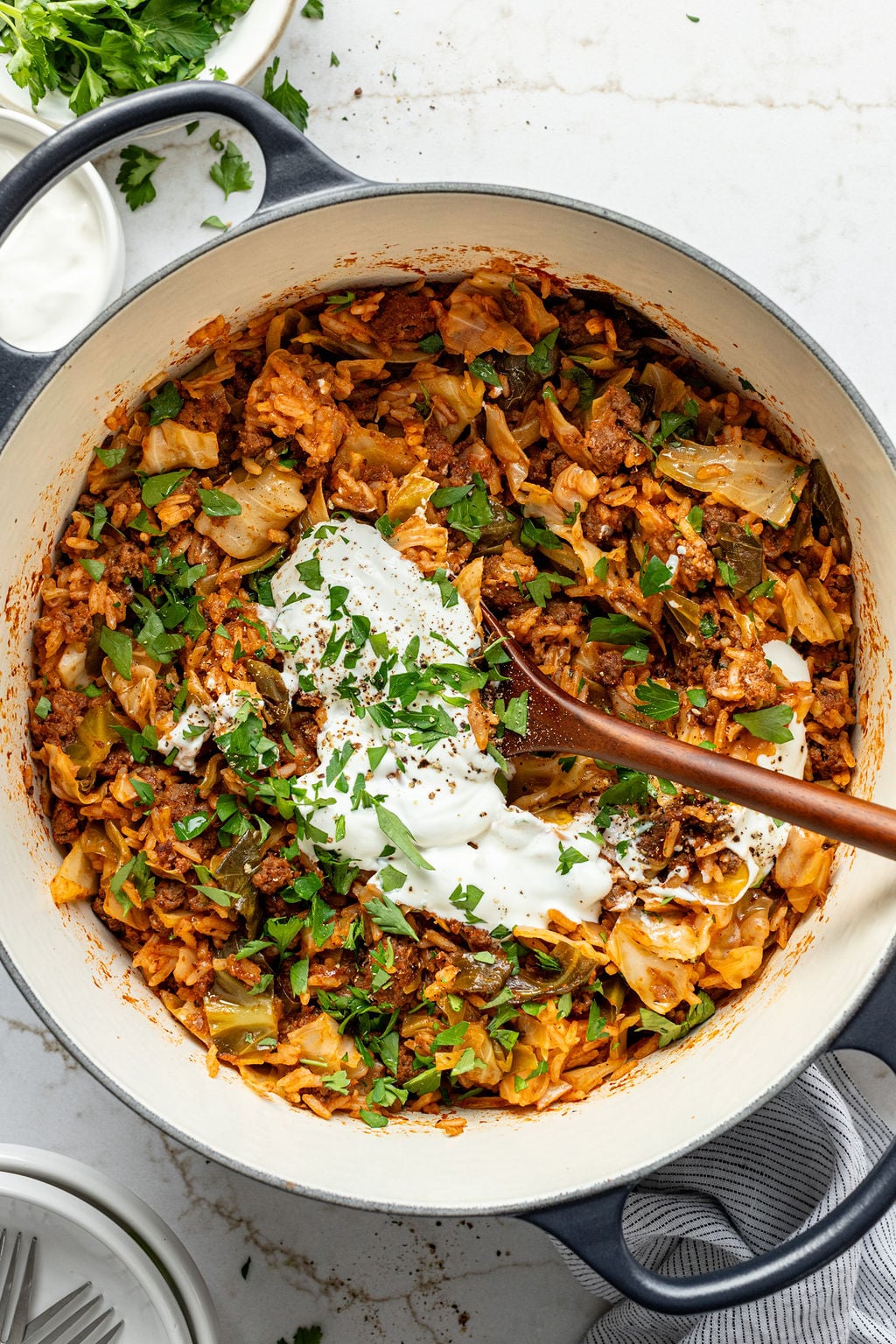 Cabbage Ground Beef Casserole (One-Pot, Rice)