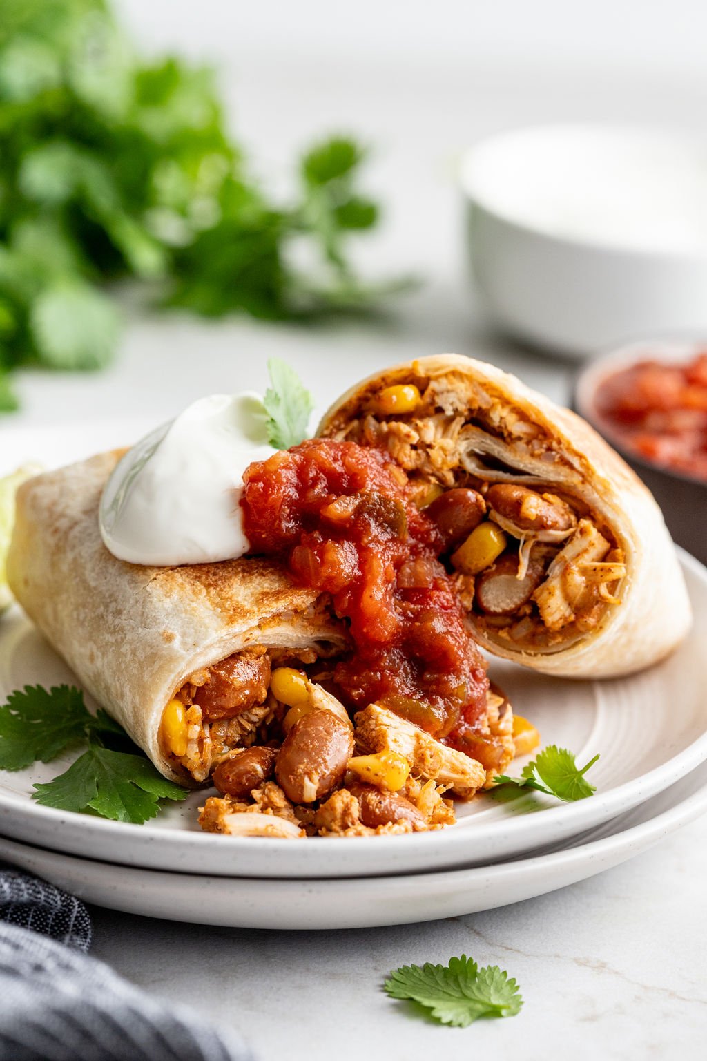 Slow Cooker Chicken Burritos (w/ Rice)