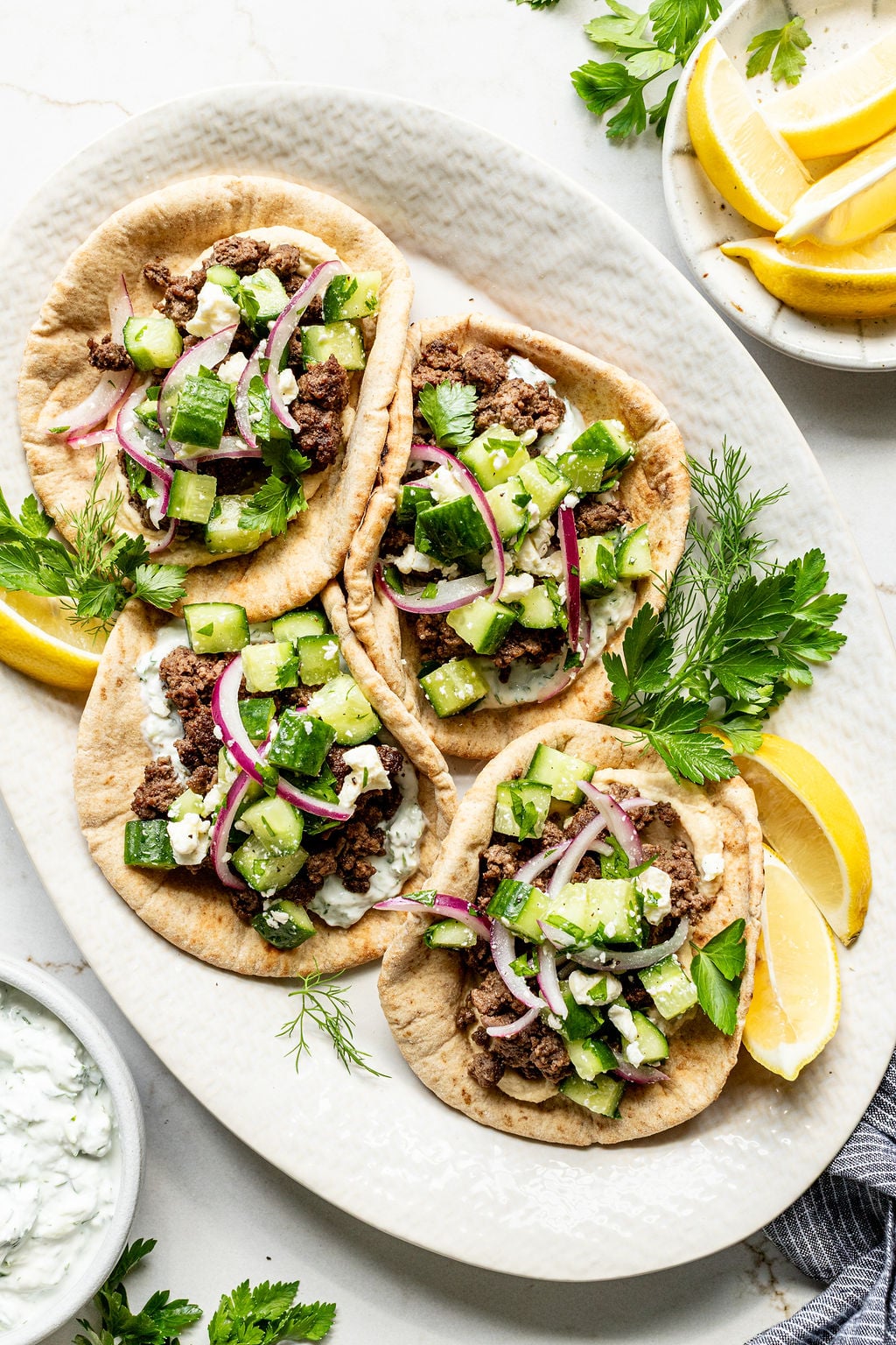 Ground Beef Pitas with Cucumber Salad (15-Minute)